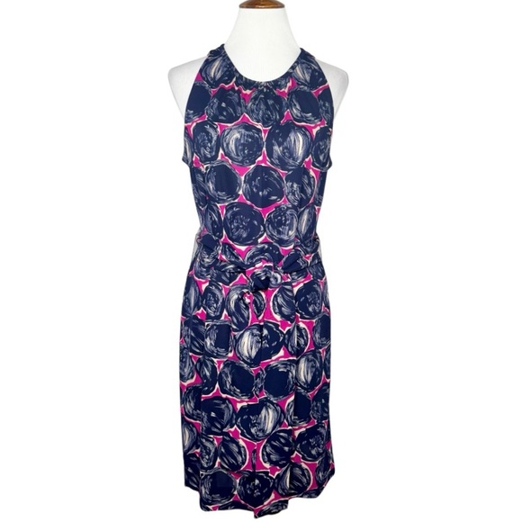 Tory Burch Dresses & Skirts - SOLD-Tory Burch Floral Print Belted Blue Pink Knee Length Sleeveless Dress